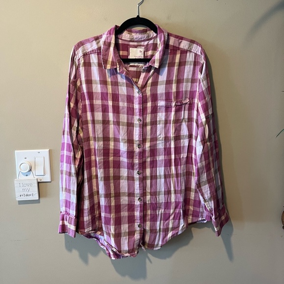 So Favourite Button-Down Shirt, Multi Purple Tones & Beige & Cream Plaid - Picture 5 of 10